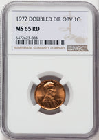 1972 1C Doubled Die Obverse RD Lincoln Cent NGC MS65