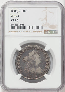 1806/5 50C O-103 Large Stars Early Half Dollar NGC VF20