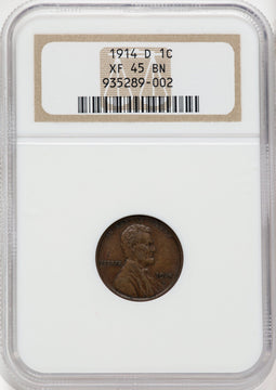 1914-D 1C BN Lincoln Cent NGC XF45