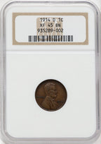 1914-D 1C BN Lincoln Cent NGC XF45
