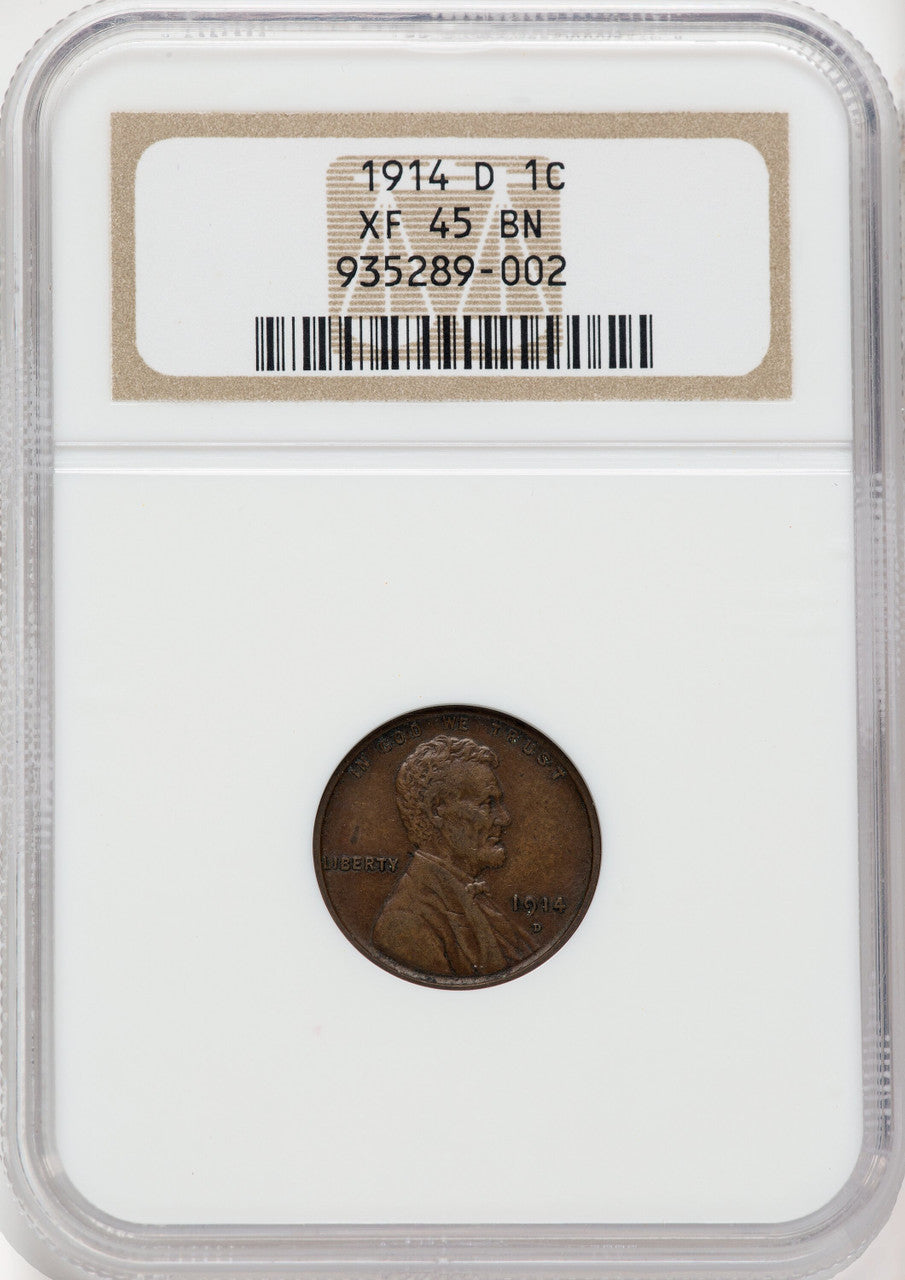1914-D 1C BN Lincoln Cent NGC XF45