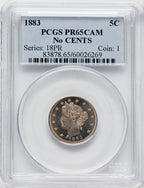 1883 5C No Cents CA Proof Liberty Nickel PCGS PR65