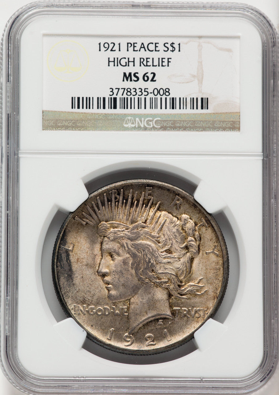 1921 $1 Peace Dollar NGC MS62