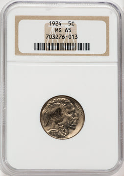 1924 5C Buffalo Nickel NGC MS65