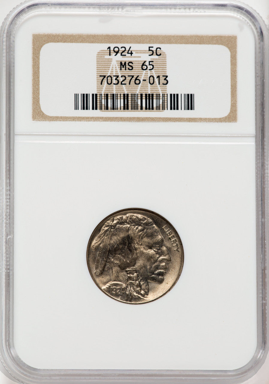 1924 5C Buffalo Nickel NGC MS65