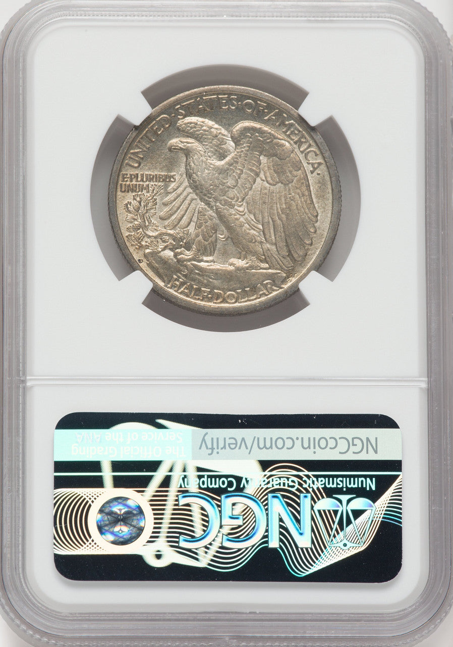 1917-D 50C REVERSE Walking Liberty Half Dollar NGC AU58