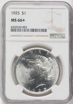 1925 $1 NGC Plus Peace Dollar NGC MS66+
