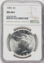 1925 $1 NGC Plus Peace Dollar NGC MS66+