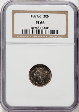 1887/6 3CN Proof Three Cent Nickel NGC PR66