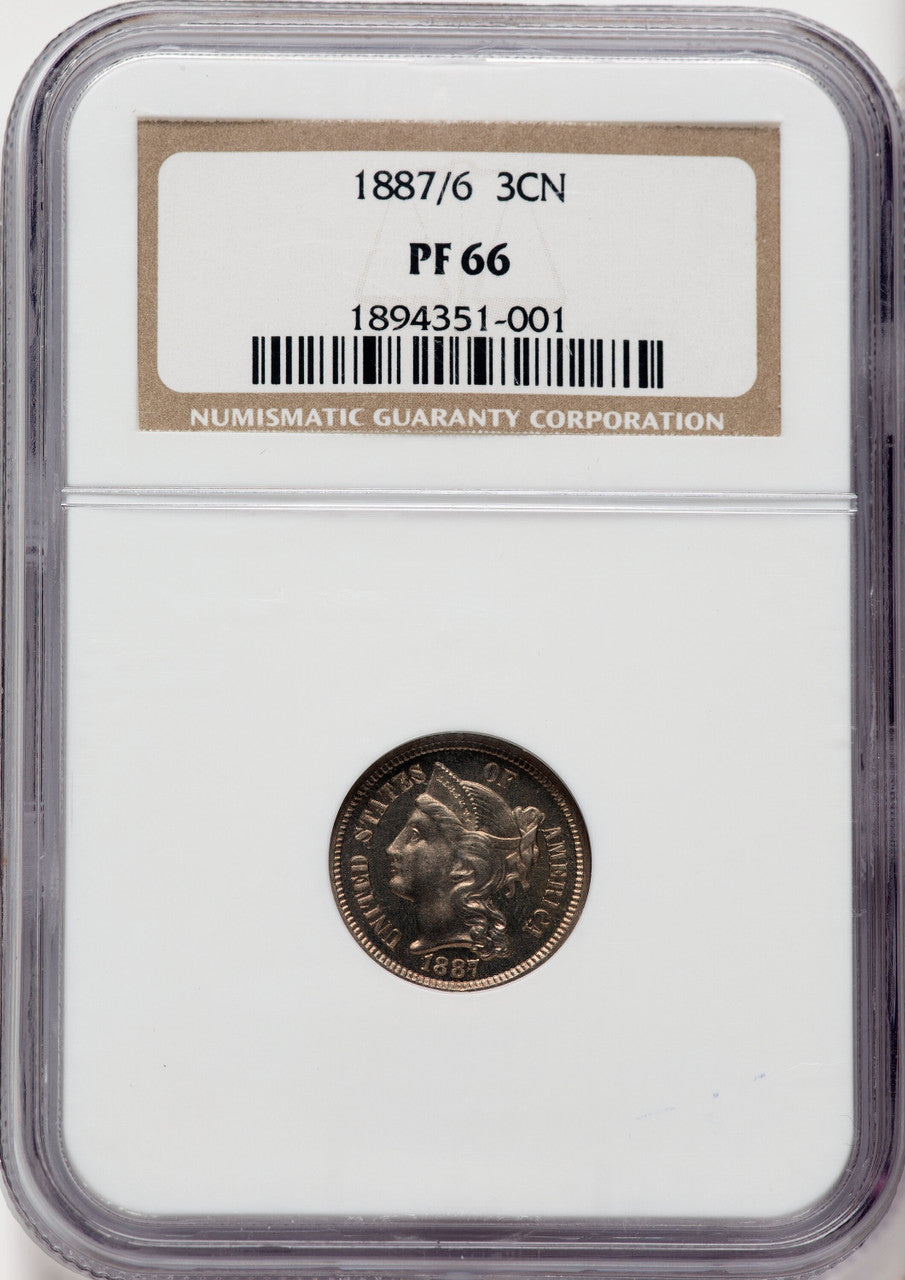 1887/6 3CN Proof Three Cent Nickel NGC PR66