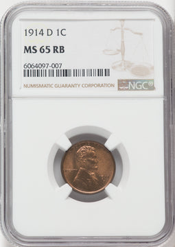 1914-D 1C RB Lincoln Cent NGC MS65