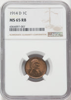 1914-D 1C RB Lincoln Cent NGC MS65