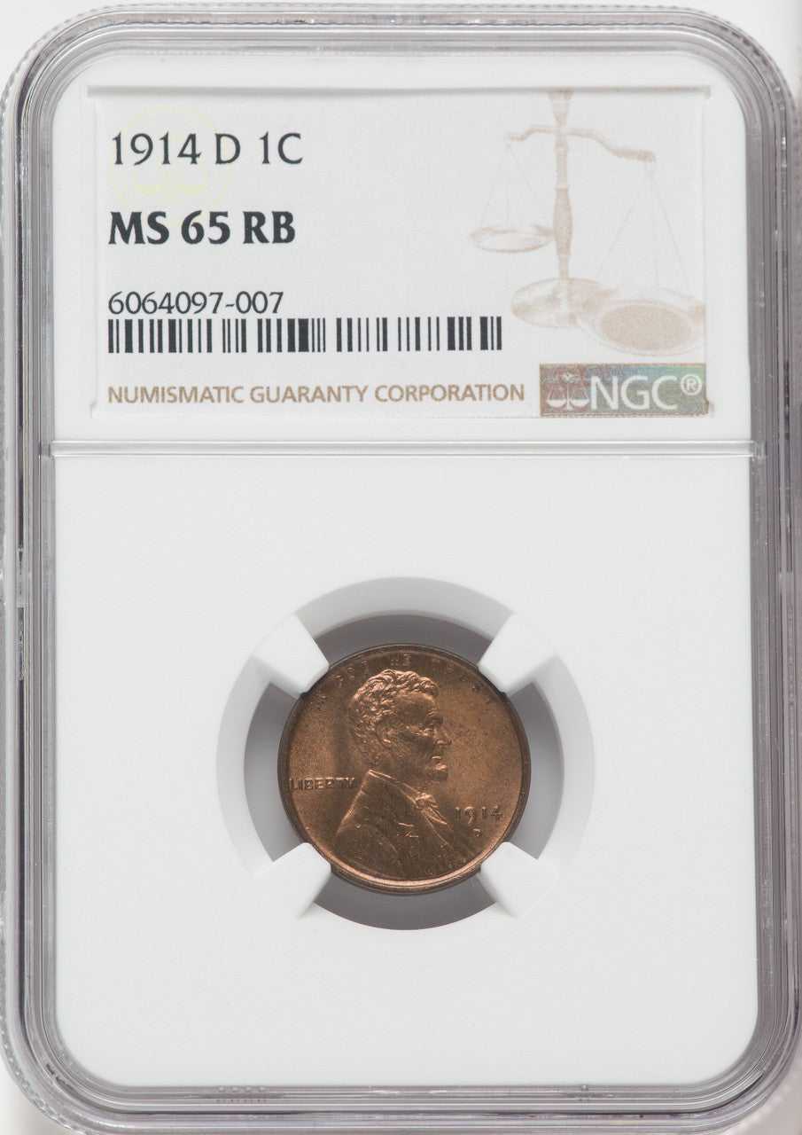 1914-D 1C RB Lincoln Cent NGC MS65