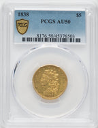 1838 $5 Classic Half Eagle PCGS AU50