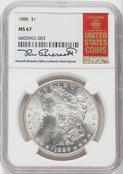 1886 $1 Kenneth Bressett Morgan Dollar NGC MS67