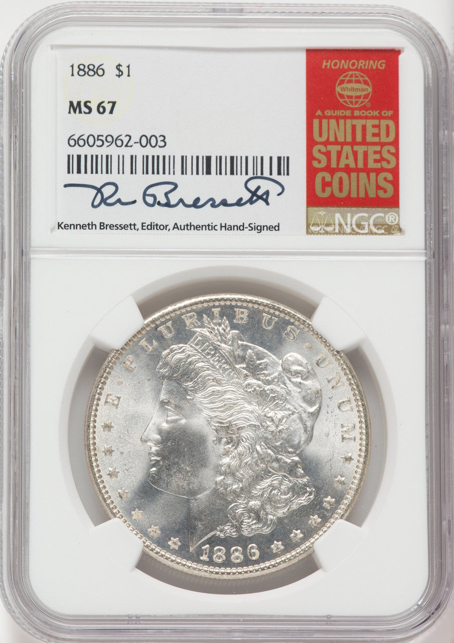 1886 $1 Kenneth Bressett Morgan Dollar NGC MS67
