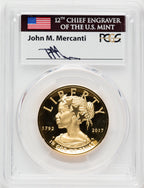 2017-W $100 American Liberty High Relief First Day of Issue Mercanti Signature PCGS PR70