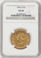 1854-S $10 Liberty Eagle NGC AU58