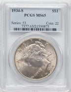 1934-S $1 Peace Dollar PCGS MS65
