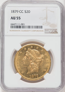 1879-CC $20 Liberty Double Eagle NGC AU55