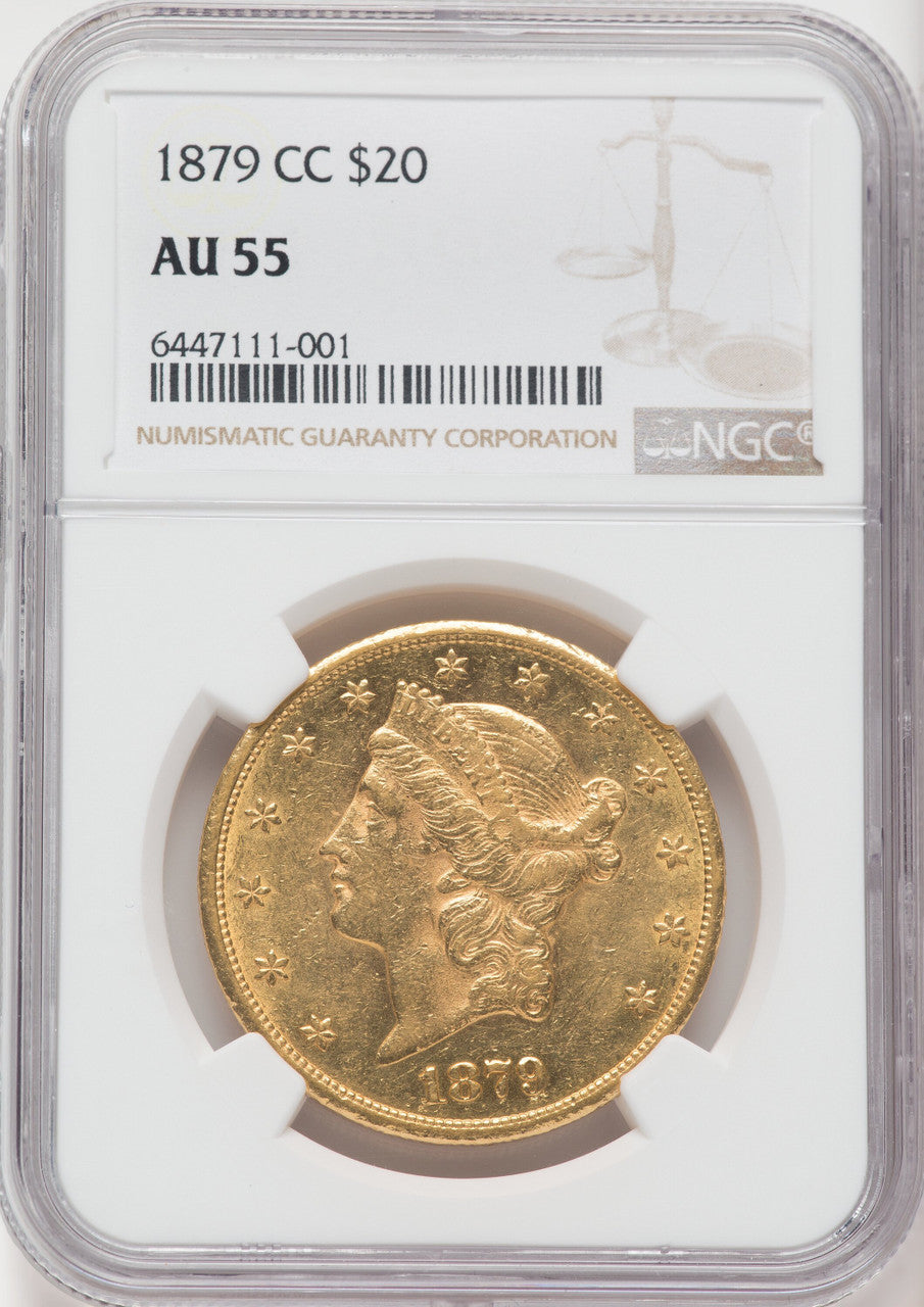 1879-CC $20 Liberty Double Eagle NGC AU55