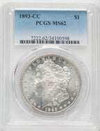 1893-CC $1 Morgan Dollar PCGS MS62