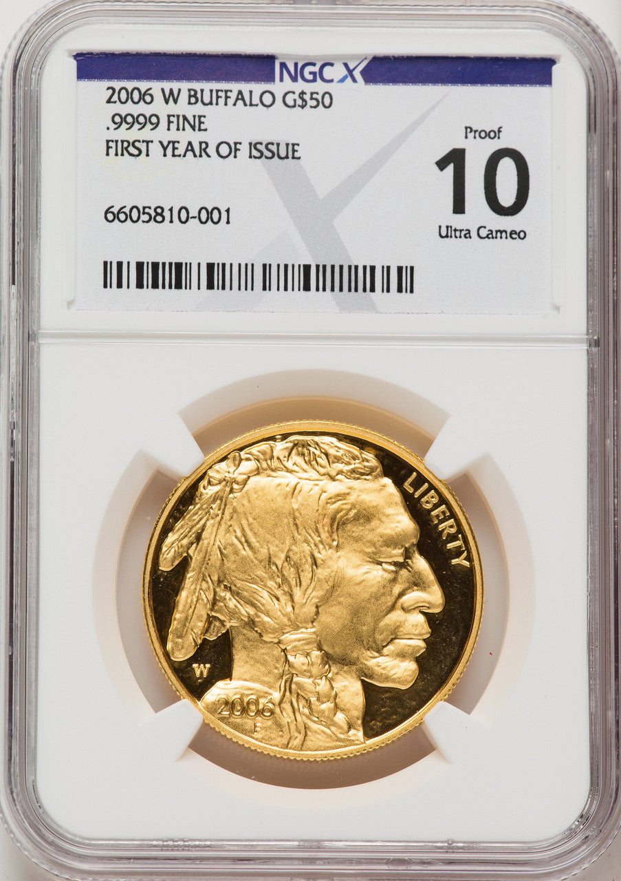 2006-W $50 One-Ounce Gold Buffalo .9999 Fine Gold NGCX PF10 Ultra Cameo