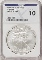 2008-W S$1 Silver Eagle Reverse of 2007 NGCX MS10