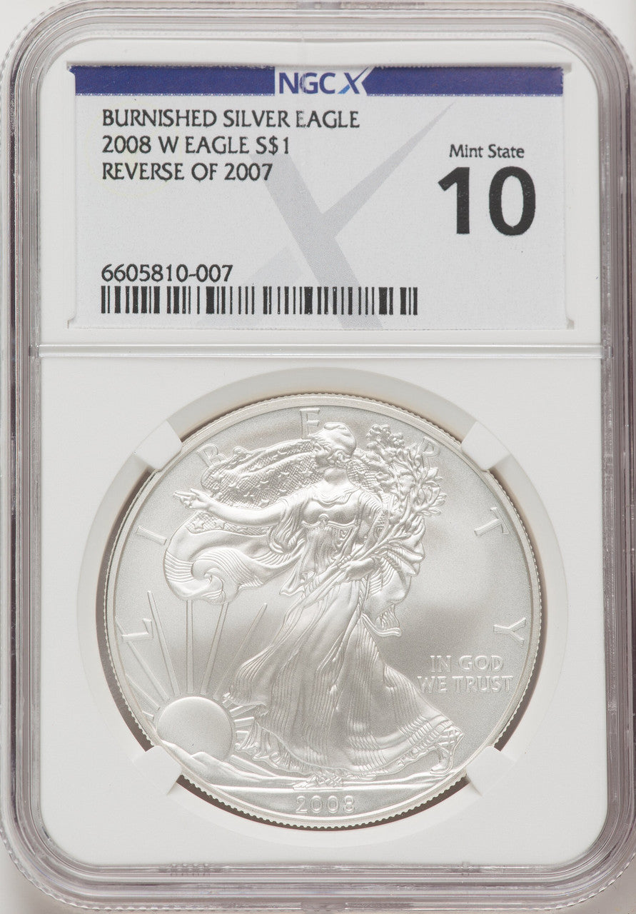 2008-W S$1 Silver Eagle Reverse of 2007 NGCX MS10