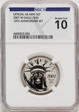 2007-W $50 Half-Ounce Platinum Eagle Reverse Proof NGCX PF10