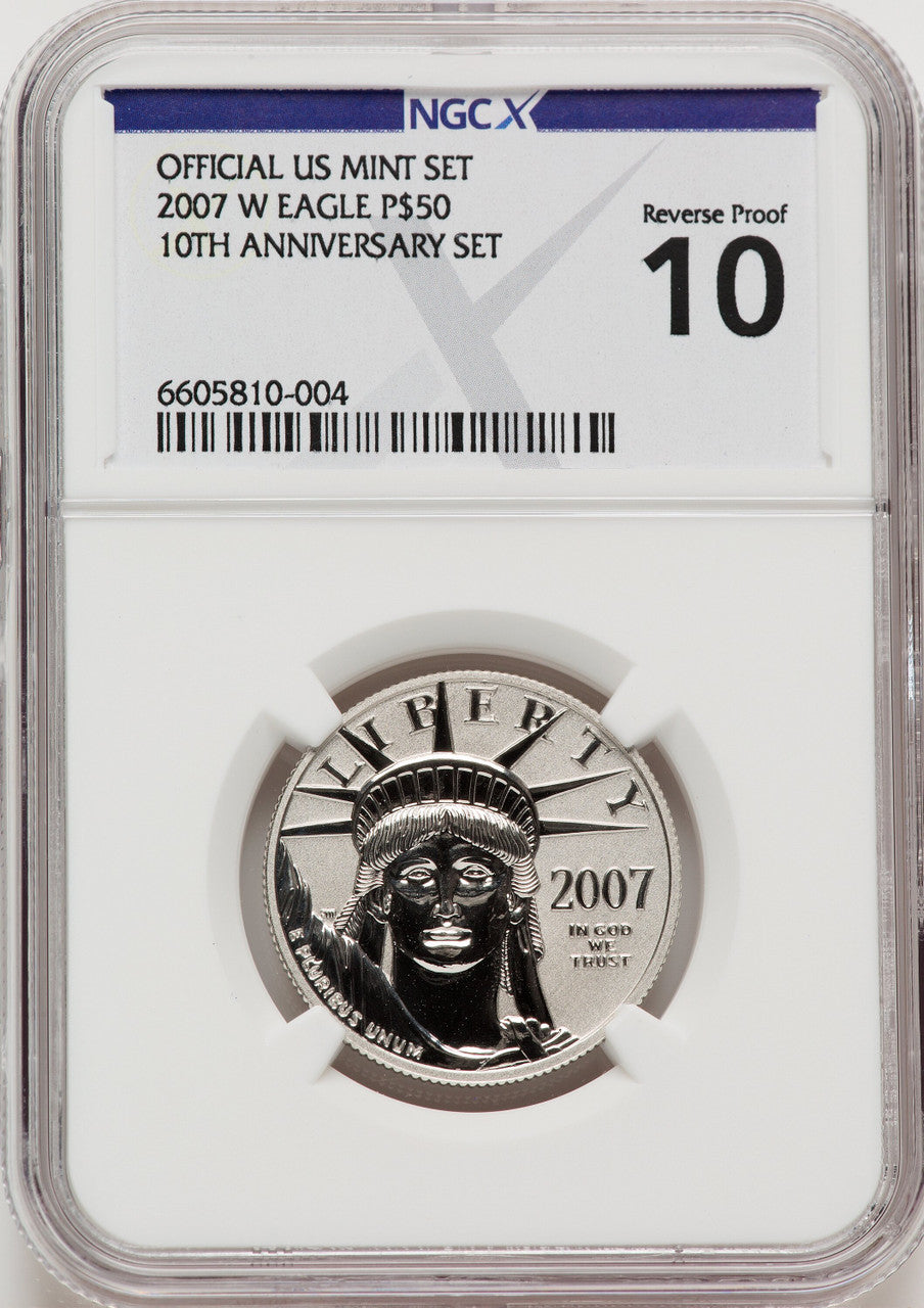 2007-W $50 Half-Ounce Platinum Eagle Reverse Proof NGCX PF10