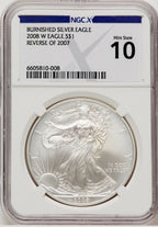 2008-W Silver Eagle Reverse of 2007 NGCX MS10