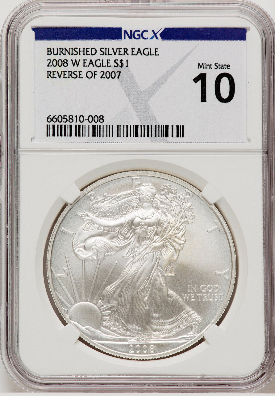 2008-W Silver Eagle Reverse of 2007 NGCX MS10