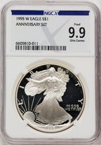 1995-W S$1 Proof Silver Eagle NGCX PF9.9 Ultra Cameo