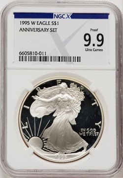 1995-W S$1 Proof Silver Eagle NGCX PF9.9 Ultra Cam