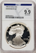 1995-W S$1 Proof Silver Eagle NGCX PF9.9 Ultra Cam