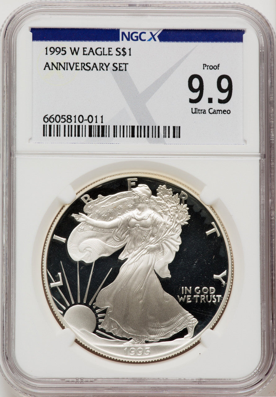 1995-W S$1 Proof Silver Eagle NGCX PF9.9 Ultra Cam