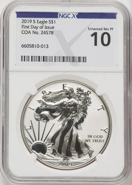 2019-S Silver Eagle Enhanced Reverse Proof First Day of Issue NGCX PF10