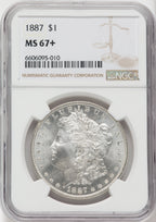 1887 $1 NGC Plus Morgan Dollar NGC MS67+