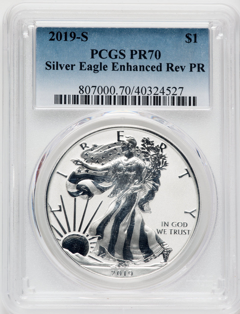 2019-S Silver Eagle Enhanced Reverse Proof PCGS PR70