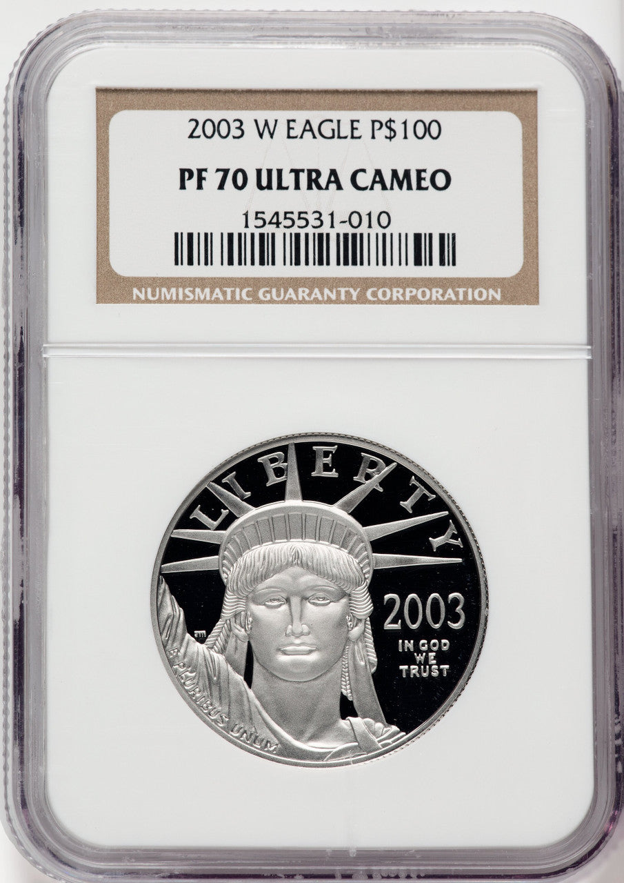 2003-W $100 One-Ounce Platinum Eagle Statue of Liberty NGC PF70
