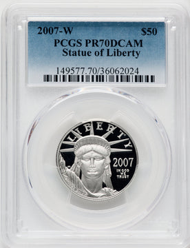 2007-W $50 Half-Ounce Platinum Eagle Statue of Liberty PCGS PR70