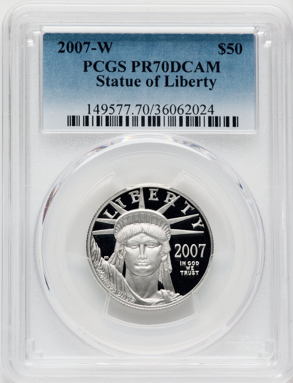 2007-W $50 Half-Ounce Platinum Eagle Statue of Liberty PCGS PR70