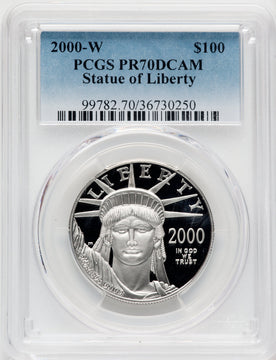 2000-W $100 One-Ounce Platinum Eagle Statue of Liberty PCGS PR70