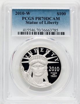 2010-W $100 One-Ounce Platinum Eagle Statue of Liberty PCGS PR70
