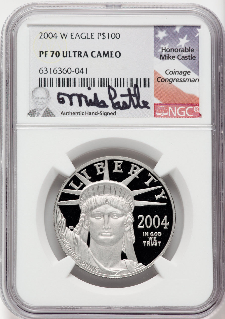 2004-W P$100 One-Ounce American Platinum Eagle Statue of Liberty NGC PF70