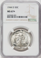 1944-D 50C NGC Plus Walking Liberty Half Dollar NGC MS67+