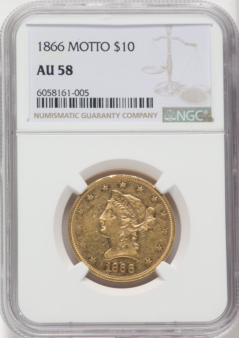1866 $10 Liberty Eagle NGC AU58