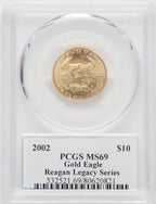 2002 $10 Quarter-Ounce Gold Eagle Michael Reagan PCGS MS69