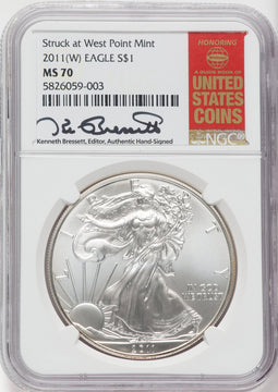 2011-(W) S$1 Silver Eagle Struck at Westpoint NGC MS70